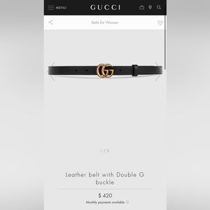 Gucci Thin Leather Belt Double G Buckle